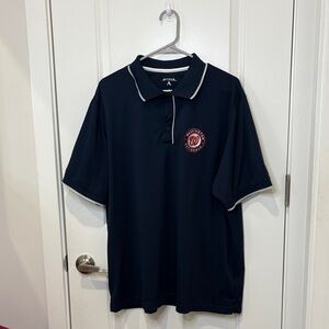 Antigua Dark Blue Polo with White Trim Washington Nationals Logo